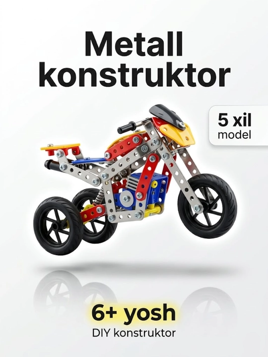 Metall konstruktor – Bolalar uchun yig‘iladigan mototsikllar to‘plami, 283 qism, 6+ - 