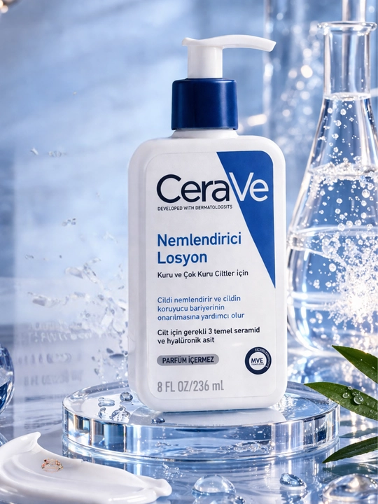 CeraVe Namlantiruvchi Losyon,Quruq va Sezgir Teri uchun, Seramidli va Gialuron Kislotali - 