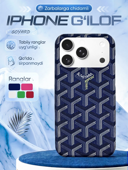 Goyard naqshli iPhone chexol 13 14 15 16 17 Pro Max uchun - 