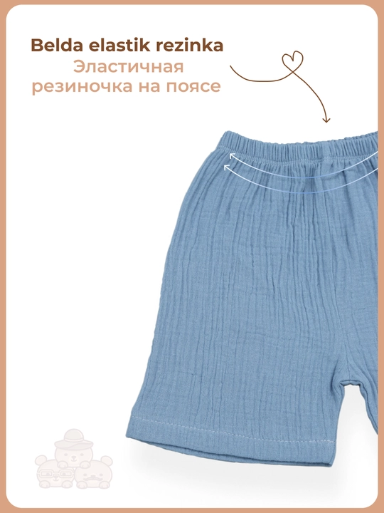 Одежда для новорожденных, шорты футболка, муслин комплект 74-98