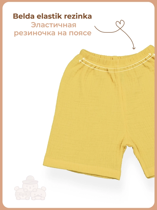 Одежда для новорожденных, шорты футболка, муслин комплект 74-98
