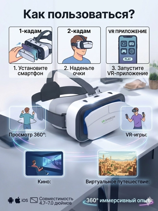 Очки виртуальной реальности VR Shinecon для смартфона