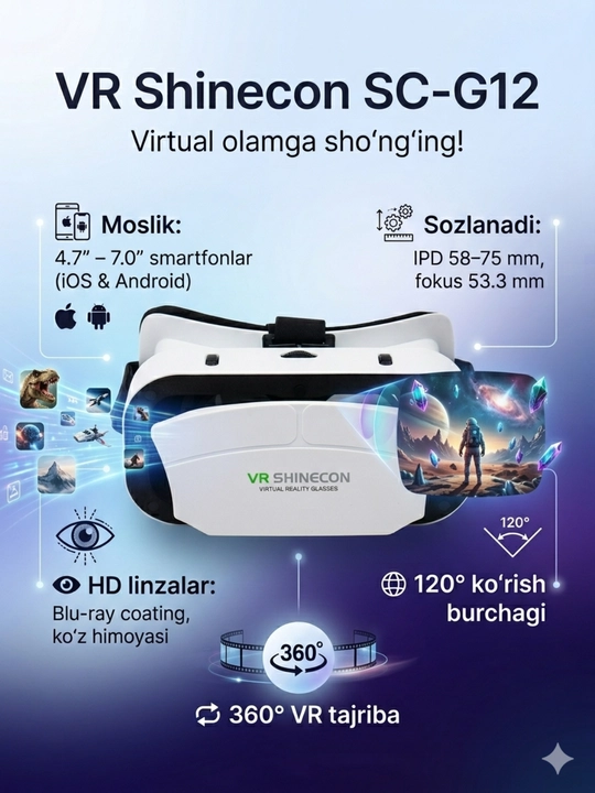Очки виртуальной реальности VR Shinecon для смартфона