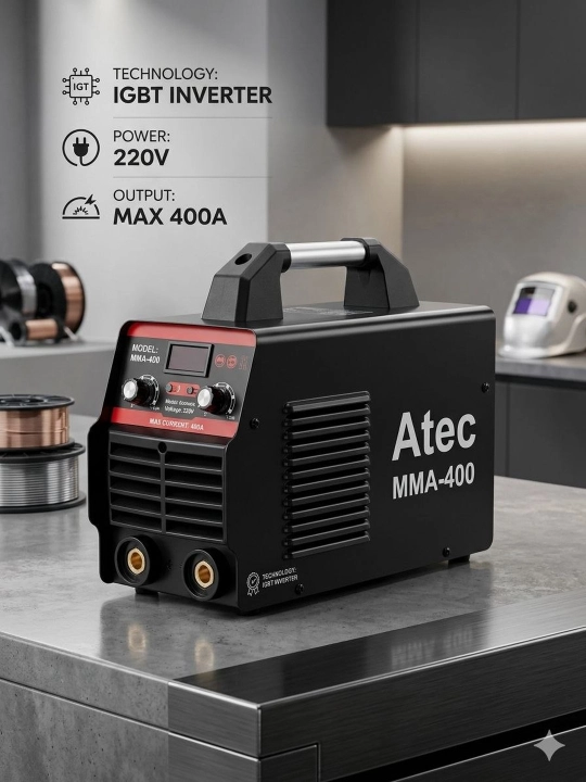 Инверторный сварочный аппарат ATEC  400, мощный и профессиональный, для пластиковых - 