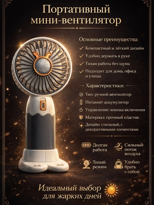 Портативный мини-вентилятор с USB-подключением компактный тихий идеально подходит для лета