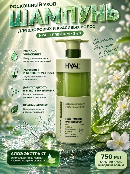 Натуральный и органический освежающий шампунь - 