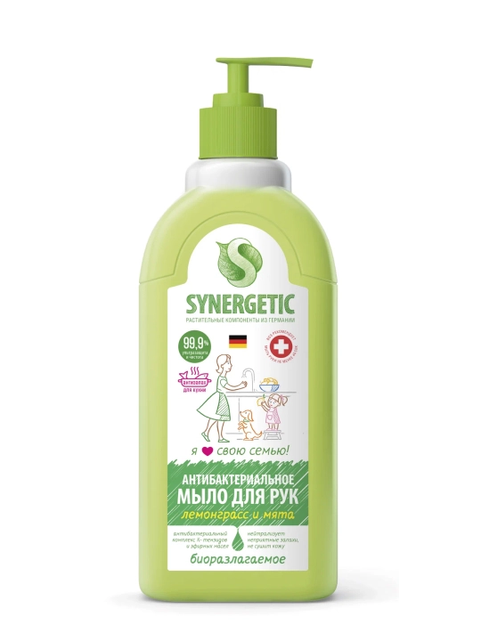 SYNERGETIC “Lemongrass va yalpiz” suyuq sovun, 0.5 l