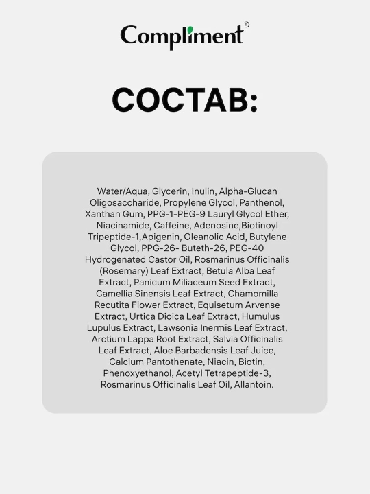 Compliment soch o'stirish uchun zardob, Rozmarin va Nikotin kislotasi bilan, 110 ml