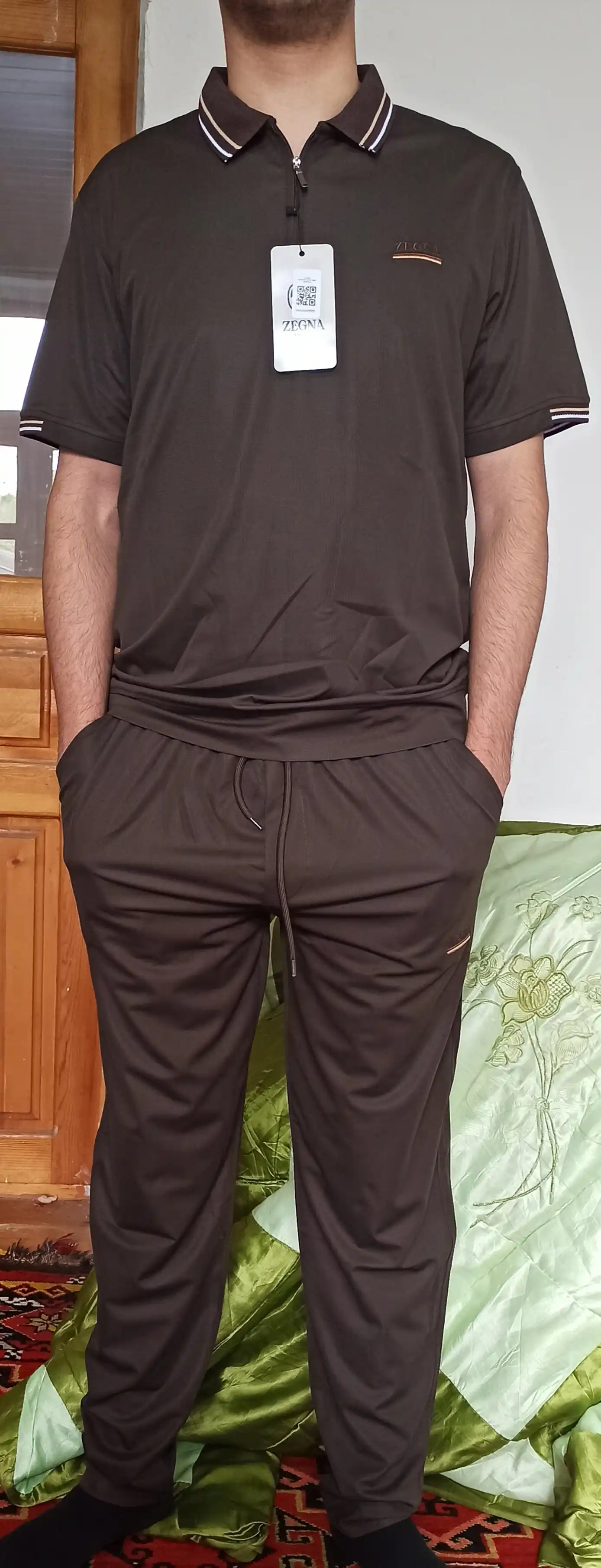 Erkaklar kiyim to‘plami, ikki qismli kostyum, polo futbolka va shim