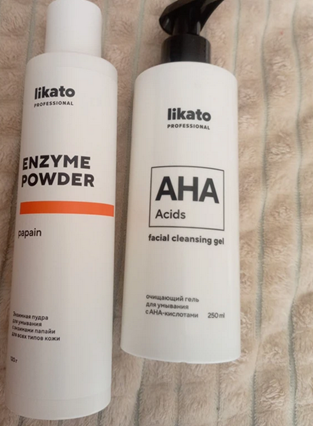 Набор для кожи Likato, гель AHA для умывания лица, энзимная пудра, от прыщей и акне
