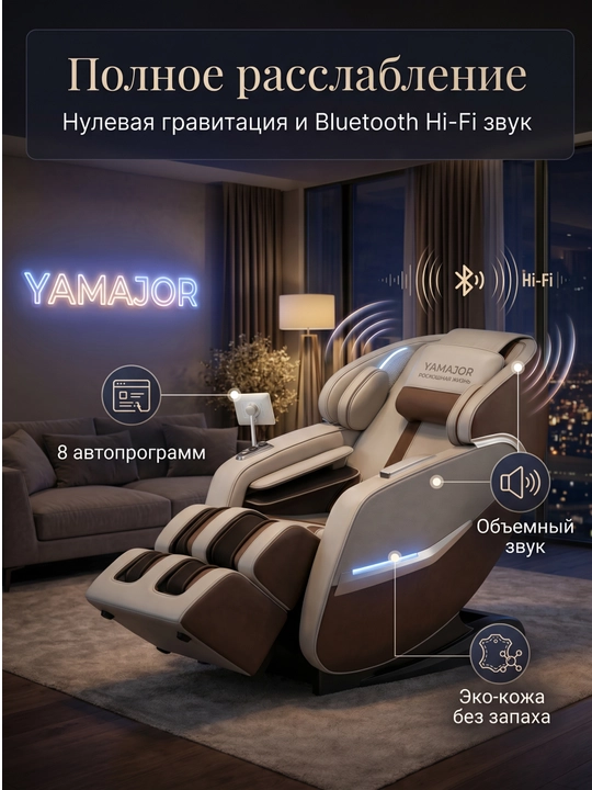 YAMAJOR A78 massaj kreslosi, 4D massaj, SL yo‘l, Zero Gravity, isitish