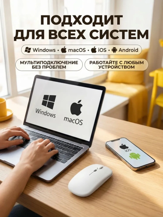 Simsiz shovqinsiz kompyuter sichqonchasi, RGB yoritgichli, Bluetooth