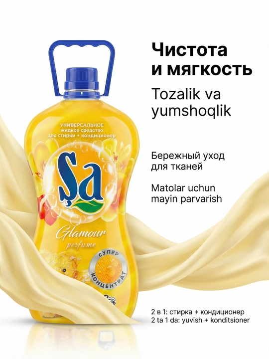 Гель для стирки SA + кондиционер, 5 л, до 100 стирок