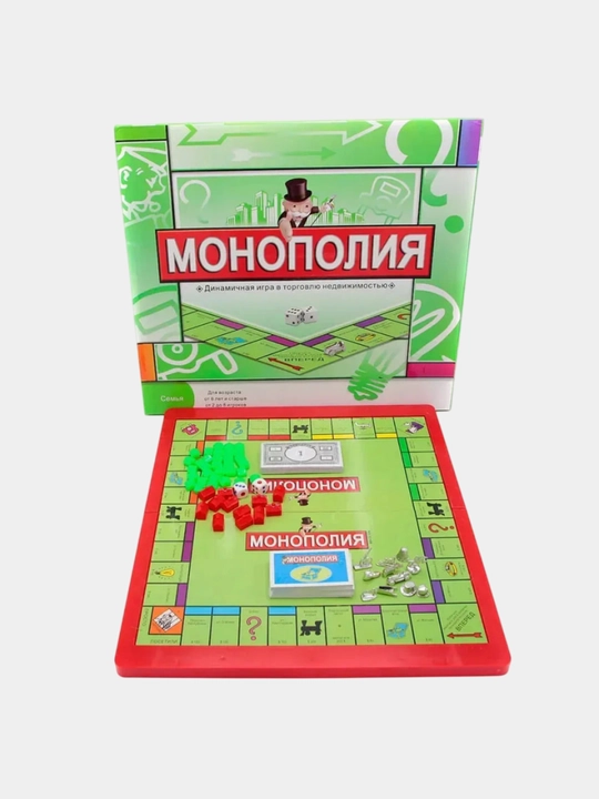 Stol o'yini monopoliya, klassik o'yin. Bolalar va kattalar uchun