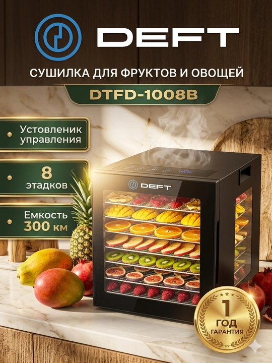 Meva va sabzavotlarni quritish uchun DEFT DTFD1008B degidratori, 8 ta padonlik - 