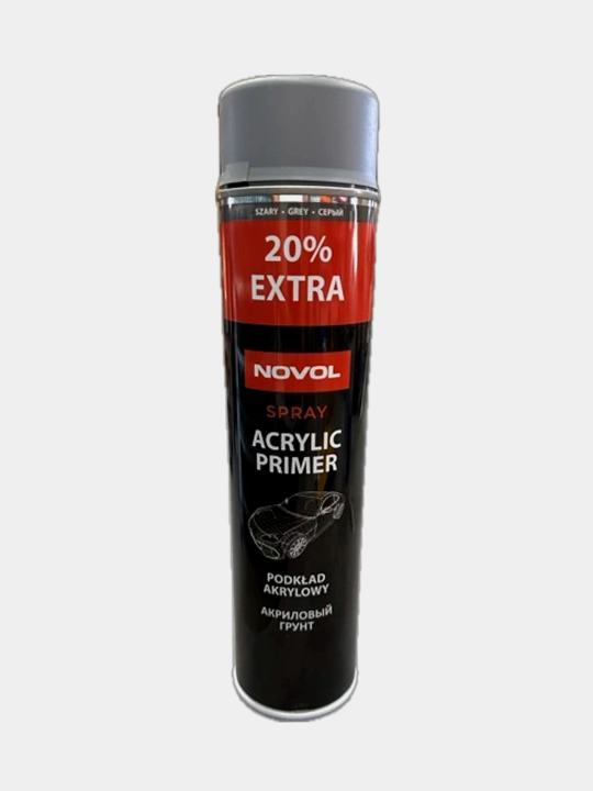 Акриловый грунт спрей NOVOL Acrylic Primer серый аэрозоль для авто, 600 мл