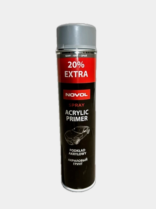 Акриловый грунт спрей NOVOL Acrylic Primer серый аэрозоль для авто, 600 мл
