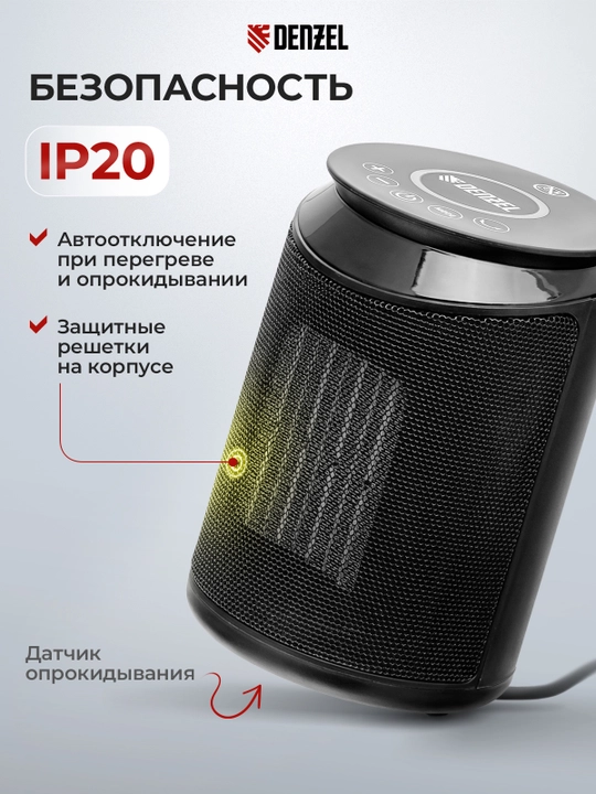Тепловентилятор, обогреватель DENZEL DTFC-2000, пульт, 2 кВт, 96419