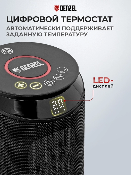 Тепловентилятор, обогреватель DENZEL DTFC-2000, пульт, 2 кВт, 96419