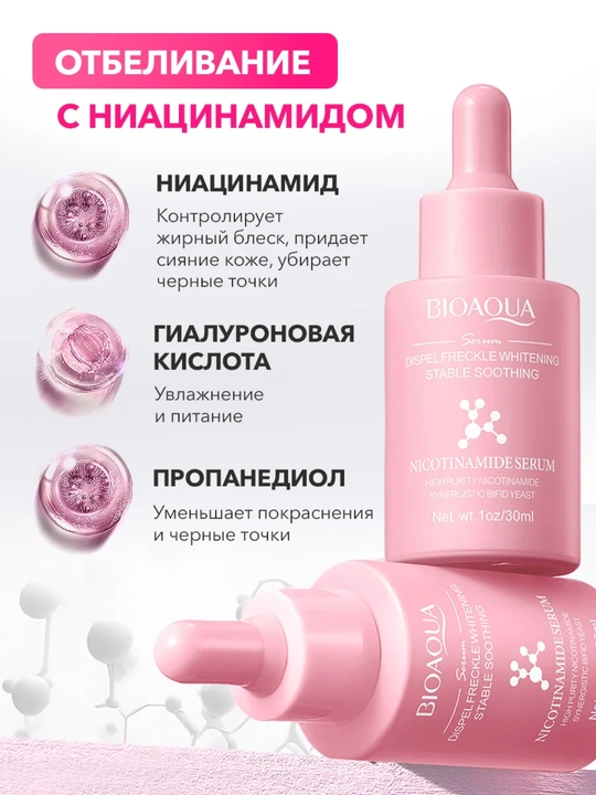 Сыворотка для лица Bioaqua с ниацинамидом от акне, сужение пор и контроль себума, 30 мл