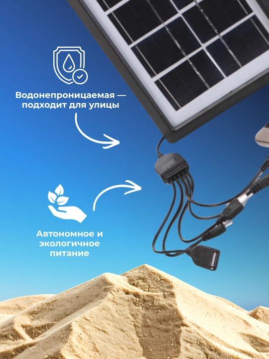 Солнечная панель 20W / 5V — монокристаллическая, для зарядки телефонов и 5V