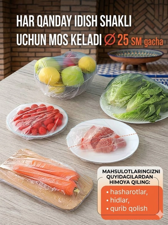 Многоразовые эластичные пакеты для хранения продуктов, стрейч-пленка