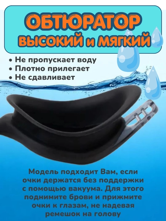 Очки для плавания с регулировкой, набор беруши, шапочка, чехол. Удобство и комфорт