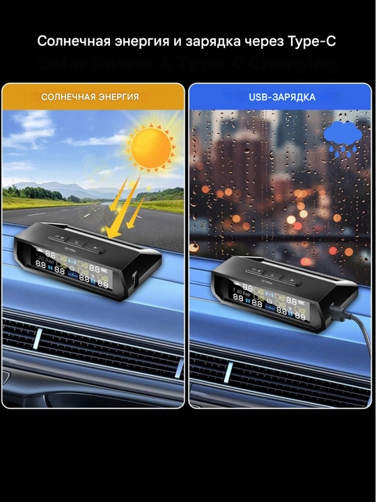 Солнечная энергия Система контроля давления в шинах TPMS, с 4 датчиками