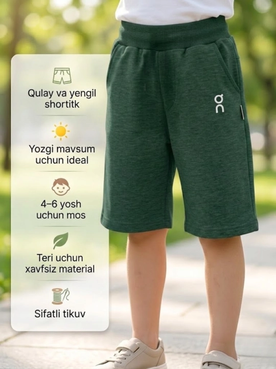 Yozgi paxta shortiklar, o‘g‘il bolalar uchun shortiklar, bolalar va osmirlar uchun shortiklar - 