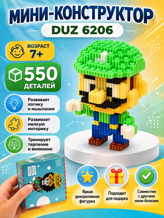 Мини-конструктор DUZ 6206, 550 деталей, 7+, для подарка - 