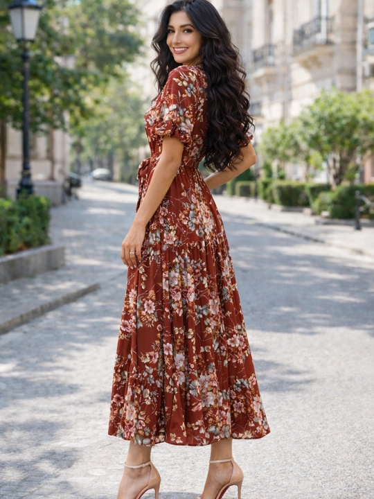 Ayollar uchun yozgi  kiyim ko‘ylak sarafan midi/maksi, gulli, ofis, kundalik uchun S–XL