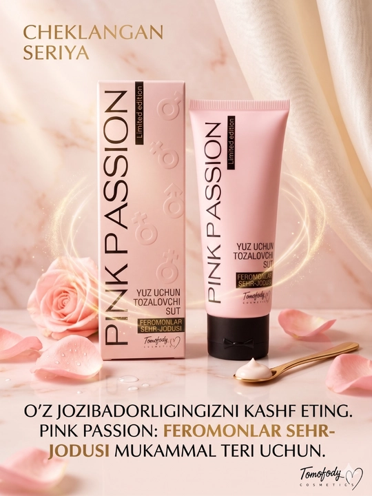 Очищающее молочко для лица Tomofody Pink Passion, с феромонами - 
