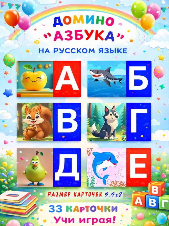 Alifbo -  domino. O’zbek va rus harflari. Laminatsiyalangan Rivojlantiruvchi kartochkalar - 