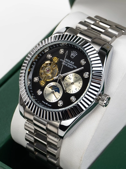 Мужские часы в стиле Rolex AAA копия – автоматический механизм, open heart дизайн — MICRO1-ROLEX255-ЧЕРН
