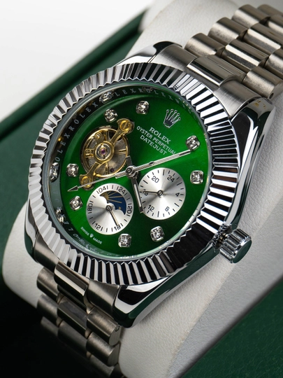 Мужские часы в стиле Rolex AAA копия – автоматический механизм, open heart дизайн — MICRO1-ROLEX255-ЗЕЛЕН