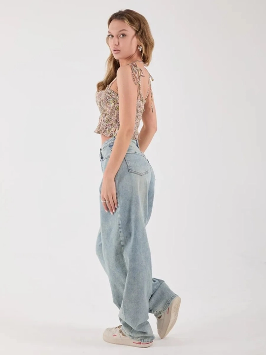 Ayollar baggy jinsi oversize Y2K, keng jinsi baland bel, moda keng shim paxta