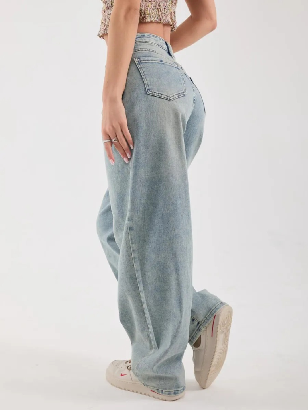 Ayollar baggy jinsi oversize Y2K, keng jinsi baland bel, moda keng shim paxta