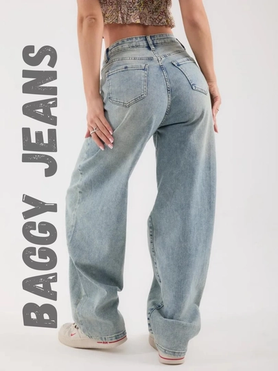 Ayollar baggy jinsi oversize Y2K, keng jinsi baland bel, moda keng shim paxta