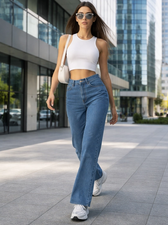 Ayollar baggy jinsi oversize Y2K, keng jinsi baland bel, moda keng shim paxta