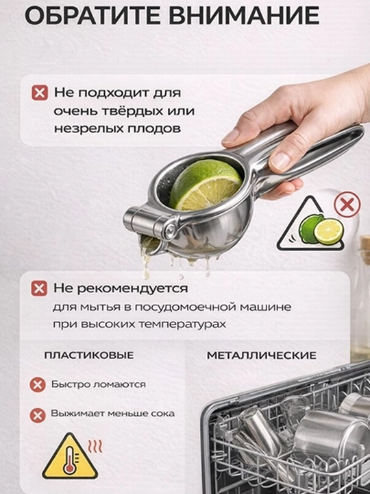 Ikki piyola bilan, zanglamaydigan po'latdan, qo'lda tsitrus sharbat chiqargich