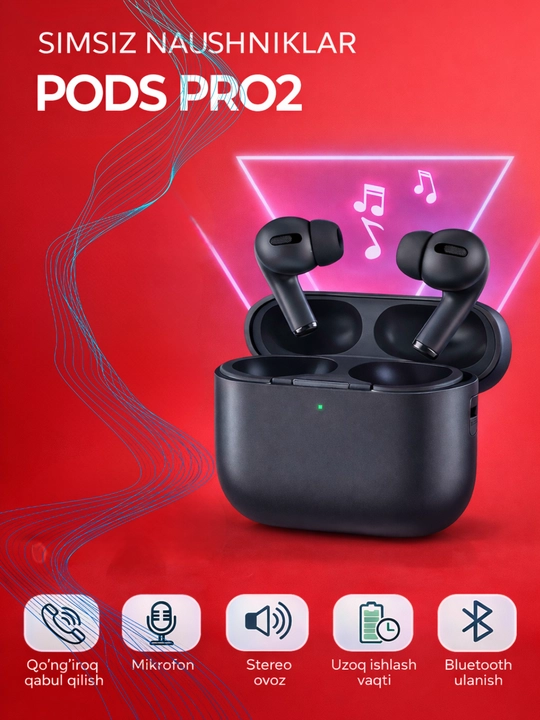 Pods Pro simsiz quloqchinlar, sensorli, iPhone va Android uchun