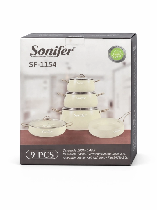 Набор посуды Sonifer SF-1154, комплект кастрюль с крышками, кухонная посуда серого цвета