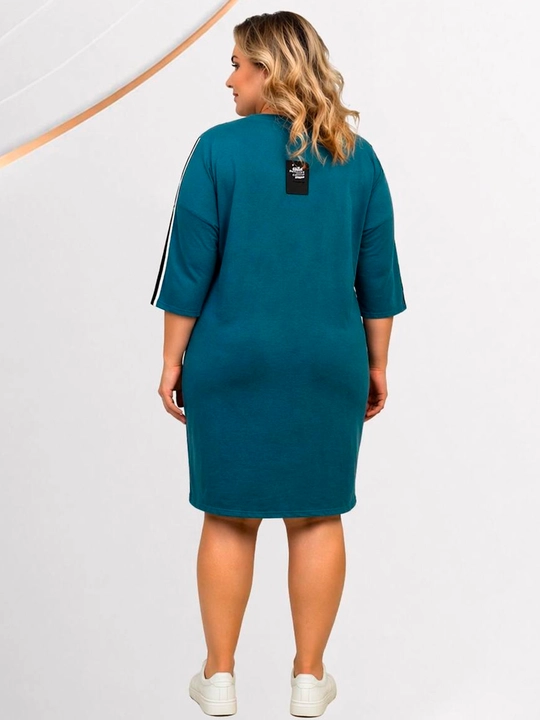 Ayollar sport ko‘ylak Plus Size, trikotaj, lampasli, 3/4 yeng