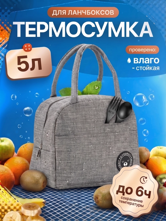 Термосумка для ланч бокса, сумка холодильник для еды и обеда - 
