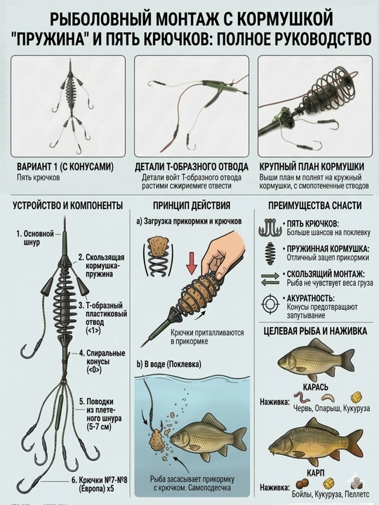 Karp montaji ZUBAN CARP, tayyor fider osnastkasi, donka uchun - 