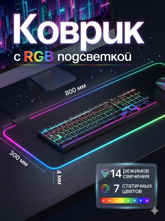 Sichqoncha va klaviatura uchun yoritilgan o'yin mat, RGB mat - 