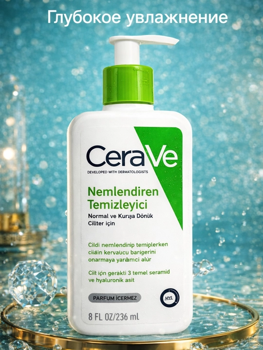 CeraVe Moisturizing Cleanser, гель для лица и тела, для сухой и чувствительной кожи - 