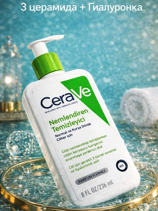 CeraVe Moisturizing Cleanser, гель для лица и тела, для сухой и чувствительной кожи