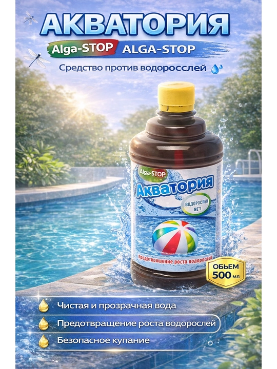 Средство для бассейна Акватория Alga-STOP средство для очистки бассейна, 500 мл
