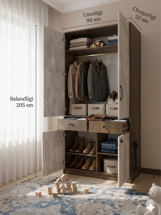 Шкаф для одежды Comfort 205×90×52 см, ЛДСП Россия, с доводчиками